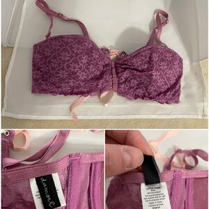 Mauve Lace Underwire Bra bandeau/strapless/balconet convertible